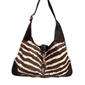 Gucci Ultra rare vintage Tom Ford Jackie style pony hair zebra hobo shoulder bag